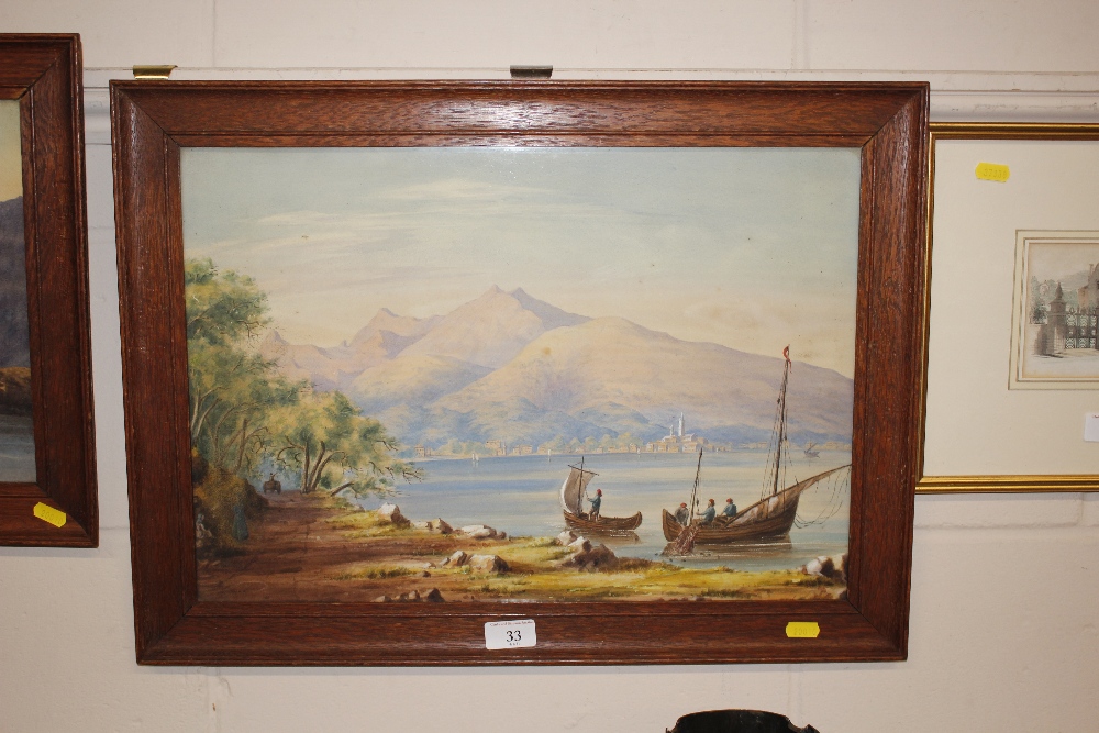 An Italian watercolour depicting fishing boats