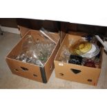 Two boxes of various glassware