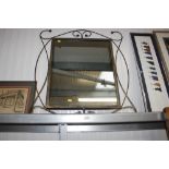 A metal framed mirror