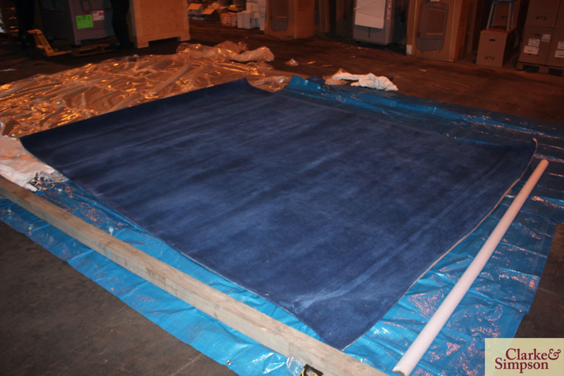 275cm x 350cm square blue 100% Indian wool rug (C9).