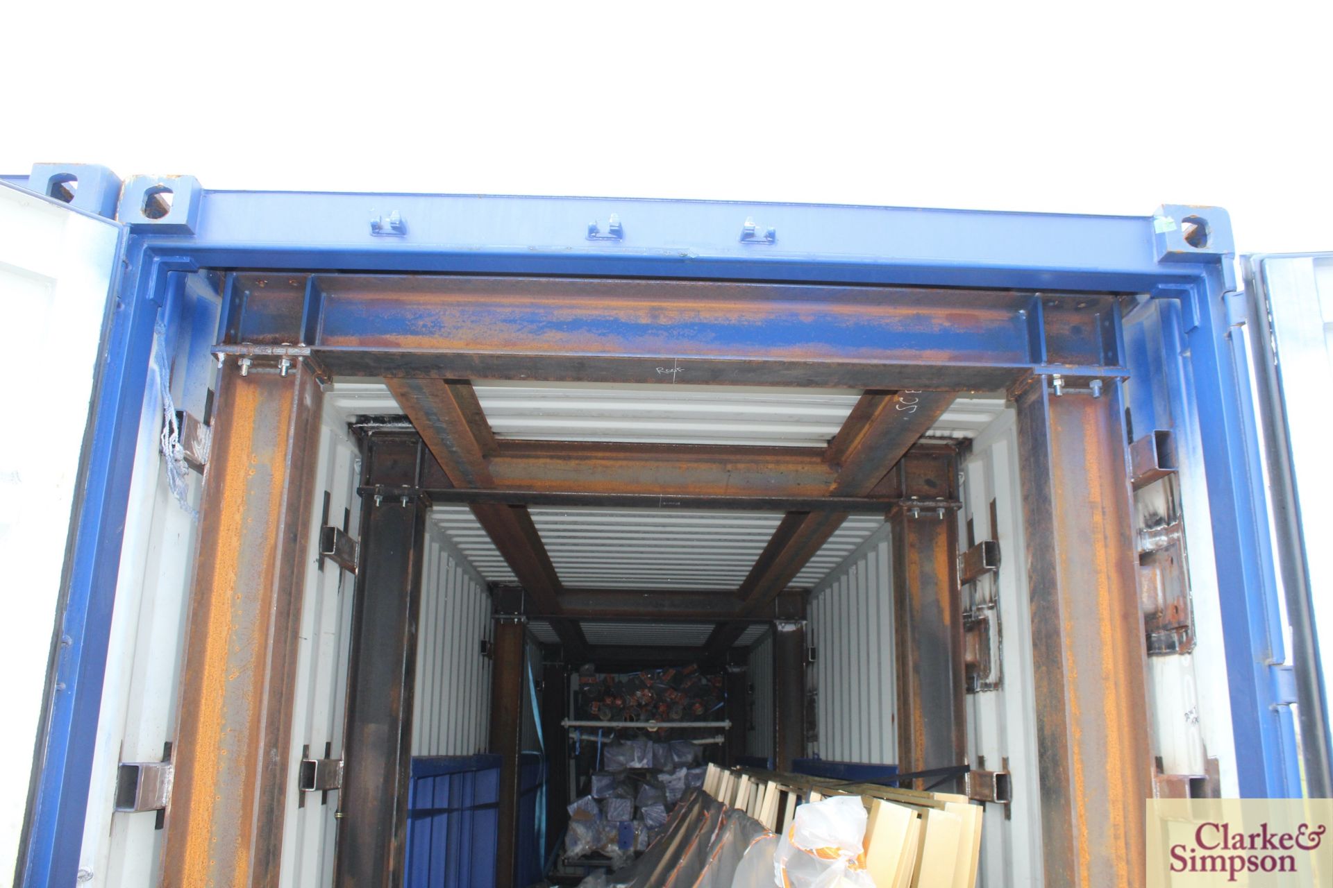 40ft x 9ft6in high shipping container. 2019. Heavily reinforced to interior to include plates - Image 9 of 14