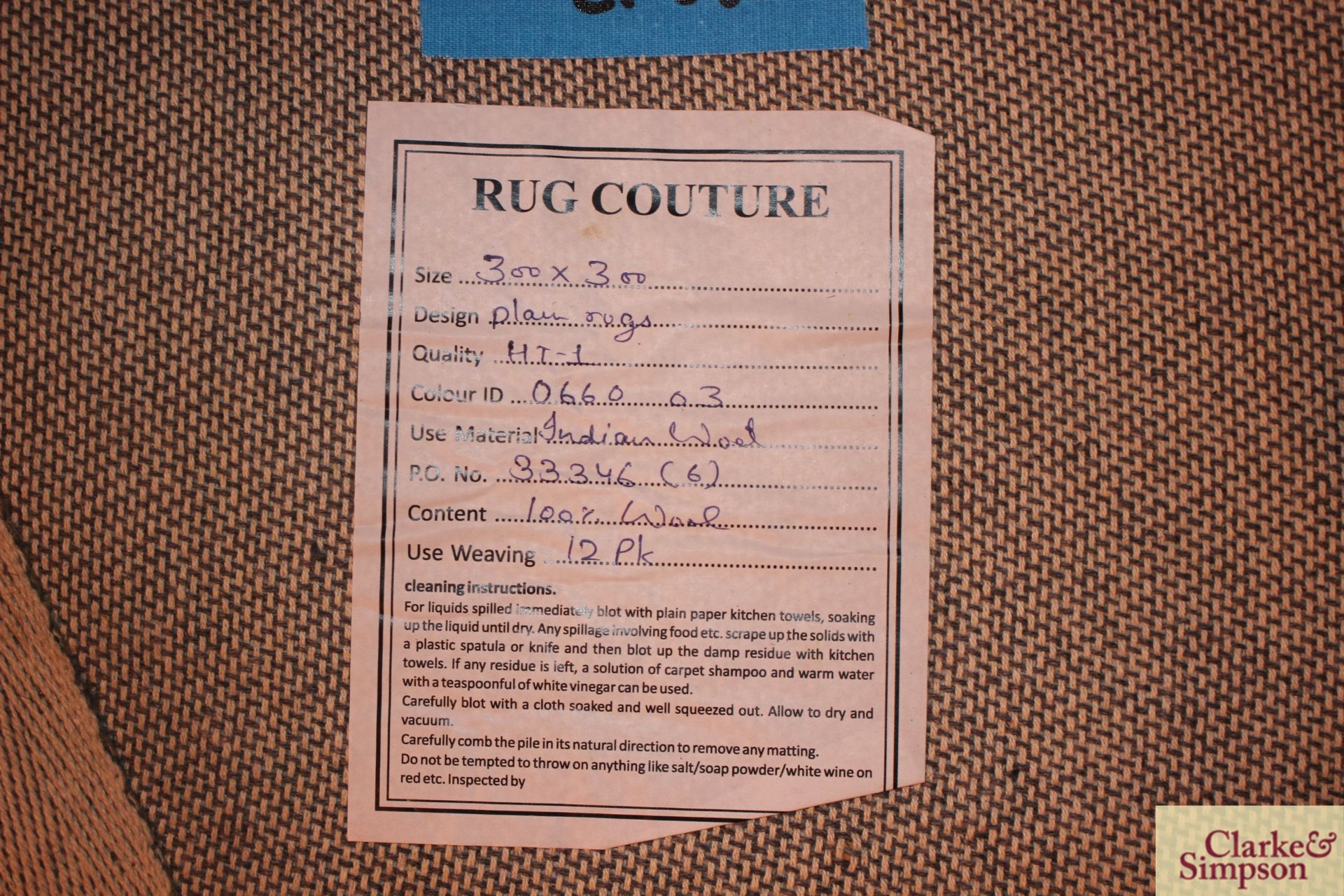 300cm round grey 100% Indian wool rug (C10). - Image 5 of 6
