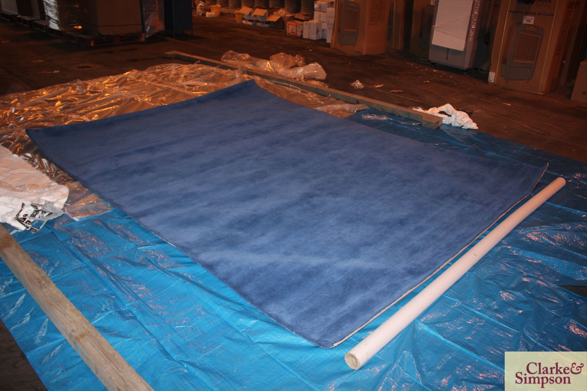 275cm x 350cm square blue 100% Indian wool rug (C8).