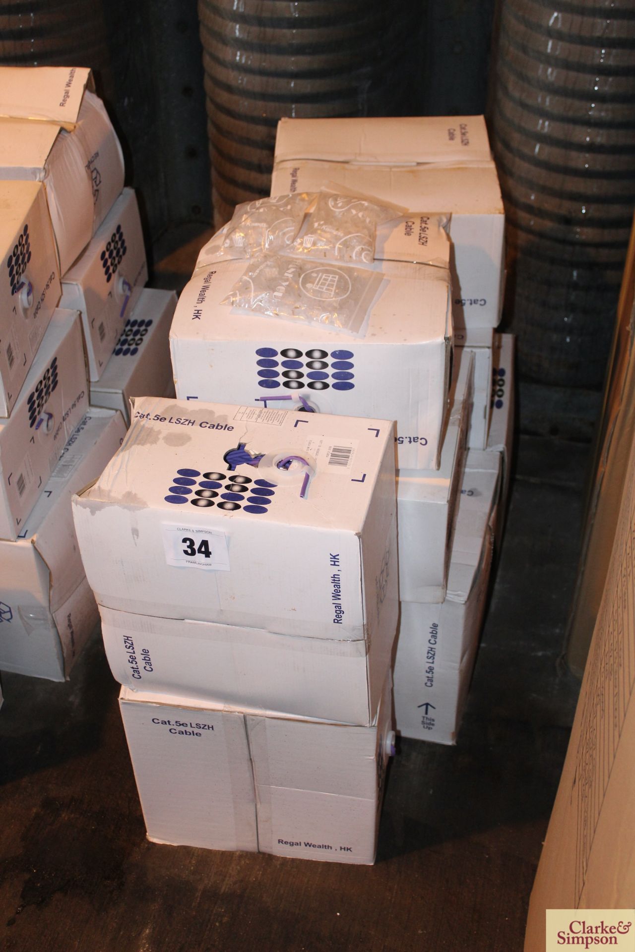 10x boxes of Cat 5E network cable; and a number of terminal plugs. - Image 2 of 2