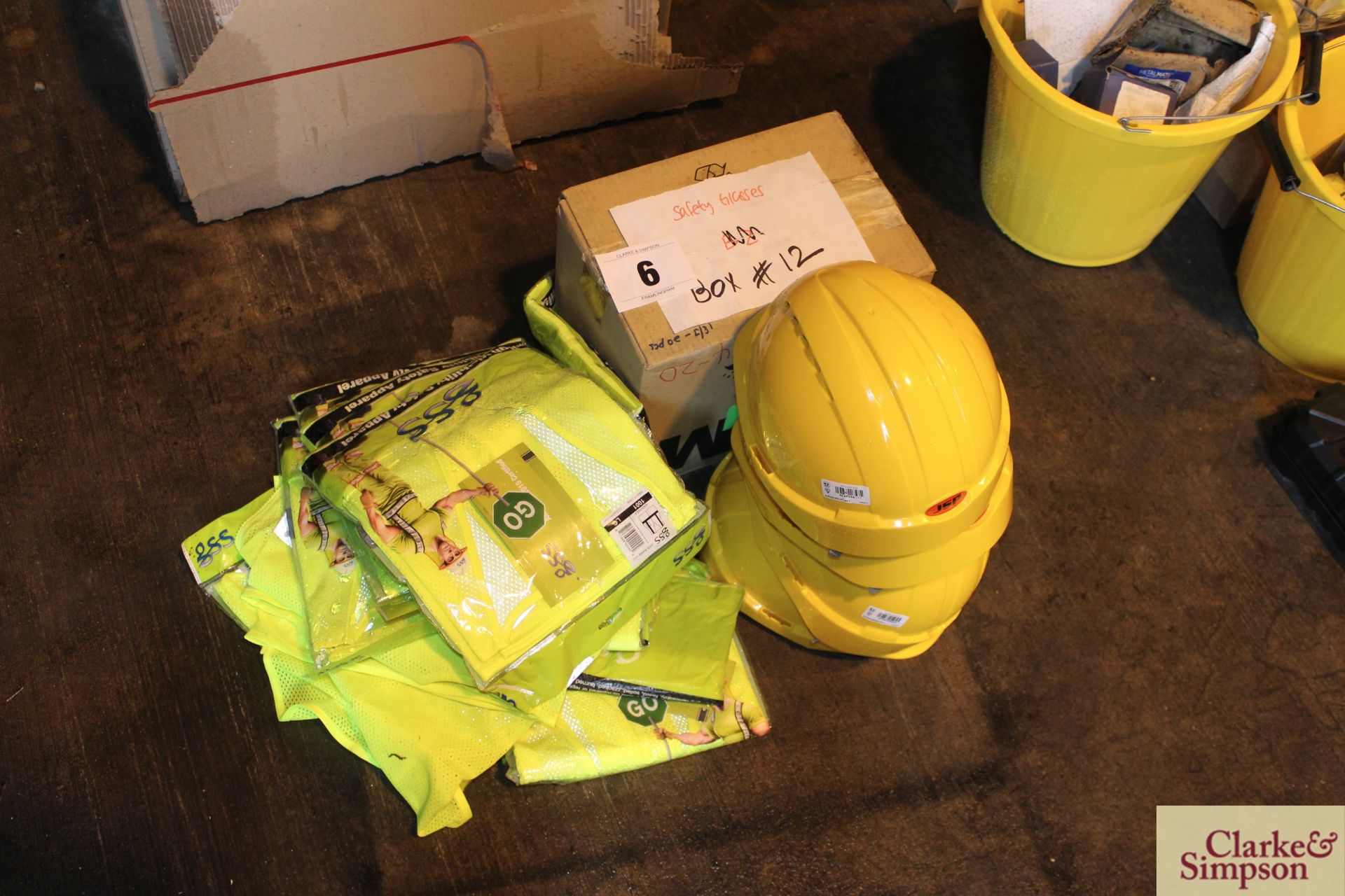 Quantity of PPE to include hi-viz waistcoats, hard hats and safety glasses.