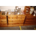 A stripped pine chest of two short and two long dr