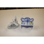 A blue and white porcelain Delft patterned miniatu