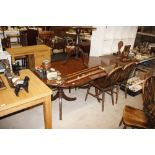 A reproduction mahogany D end dining table