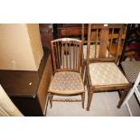 An Edwardian inlaid bedroom chair with embroidered seat