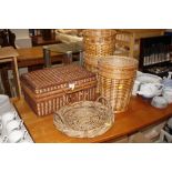 A wicker picnic hamper; and a quantity of various