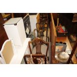 Three Edwardian mahogany dining chairs with pierce