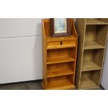 A set of modern pine open fronted bookshelves fitt