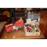 A quantity of die-cast toys and a model crane