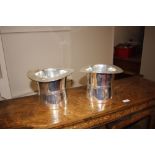 A pair of plated top hat wine coolers