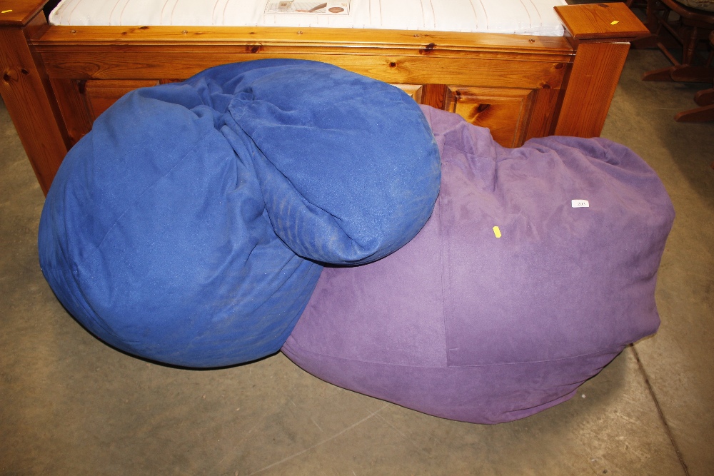 A pair of large bean bags