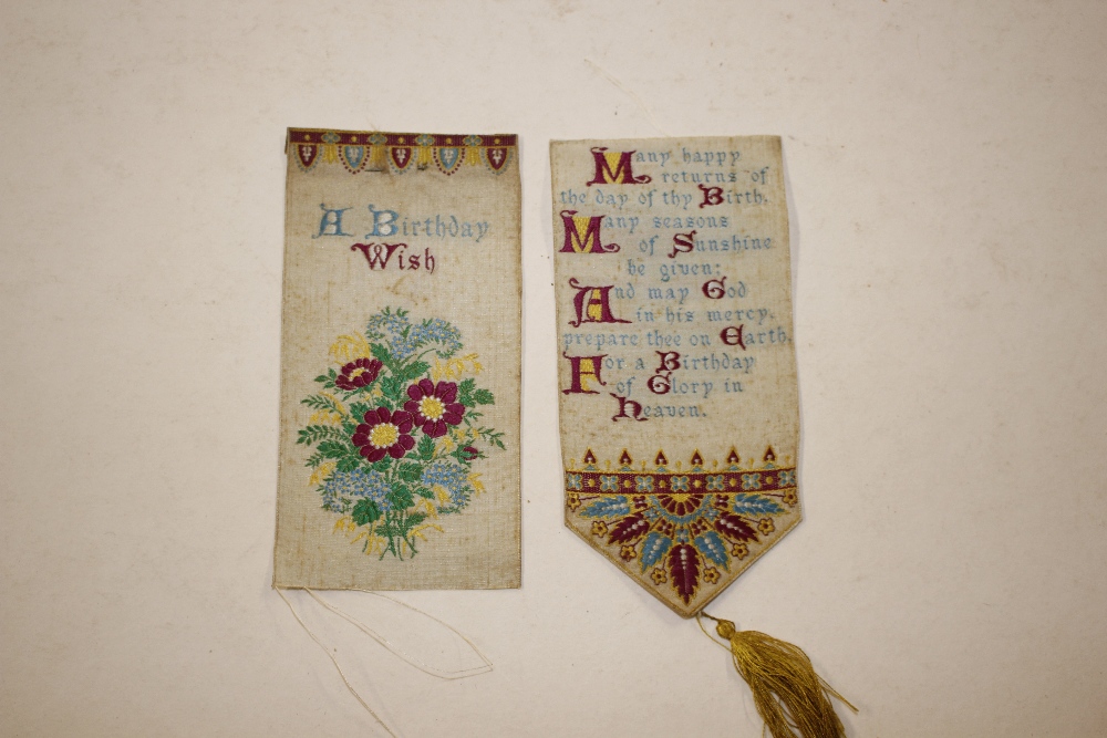 A silk work bookmark "A Birthday Wish" AF