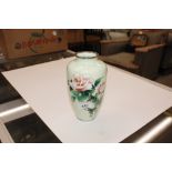 A Japanese enamel baluster vase with rose decorati