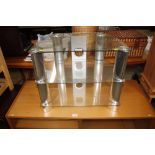 Three tier glass TV stand