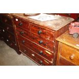 A Victorian grained pine chest of two short and th