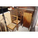 Two Edwardian cane seat bedroom chairs; and an ova