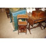 A French marquetry decorated three tier occasional