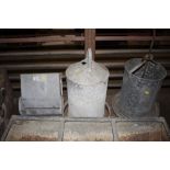 Three galvanised chicken feeders