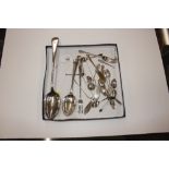 A quantity of various silver and plated spoons