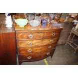 A 19th Century mahogany bow front chest fitted two