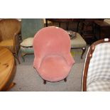 A Victorian style tub chair, upholstered in pink D