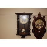 A Victorian walnut cased regulator type wall clock