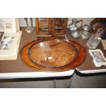 Two mahogany twin handled drinks trays