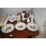 A quantity of various decorative china to include Ridgway plates; Wedgwood vase; Motto ware jugs and