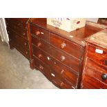 A Victorian mahogany chest of two short and three