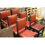 A set of six oak and leatherette upholstered Jacob