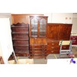 A reproduction mahogany bureau bookcase AF