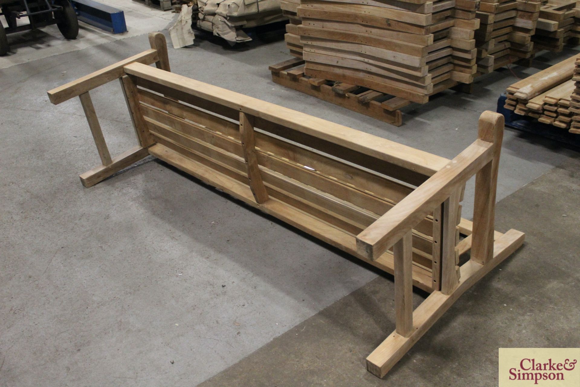 1x assembled Teak 6ft bench and components for a further 11 benches. - Image 6 of 11