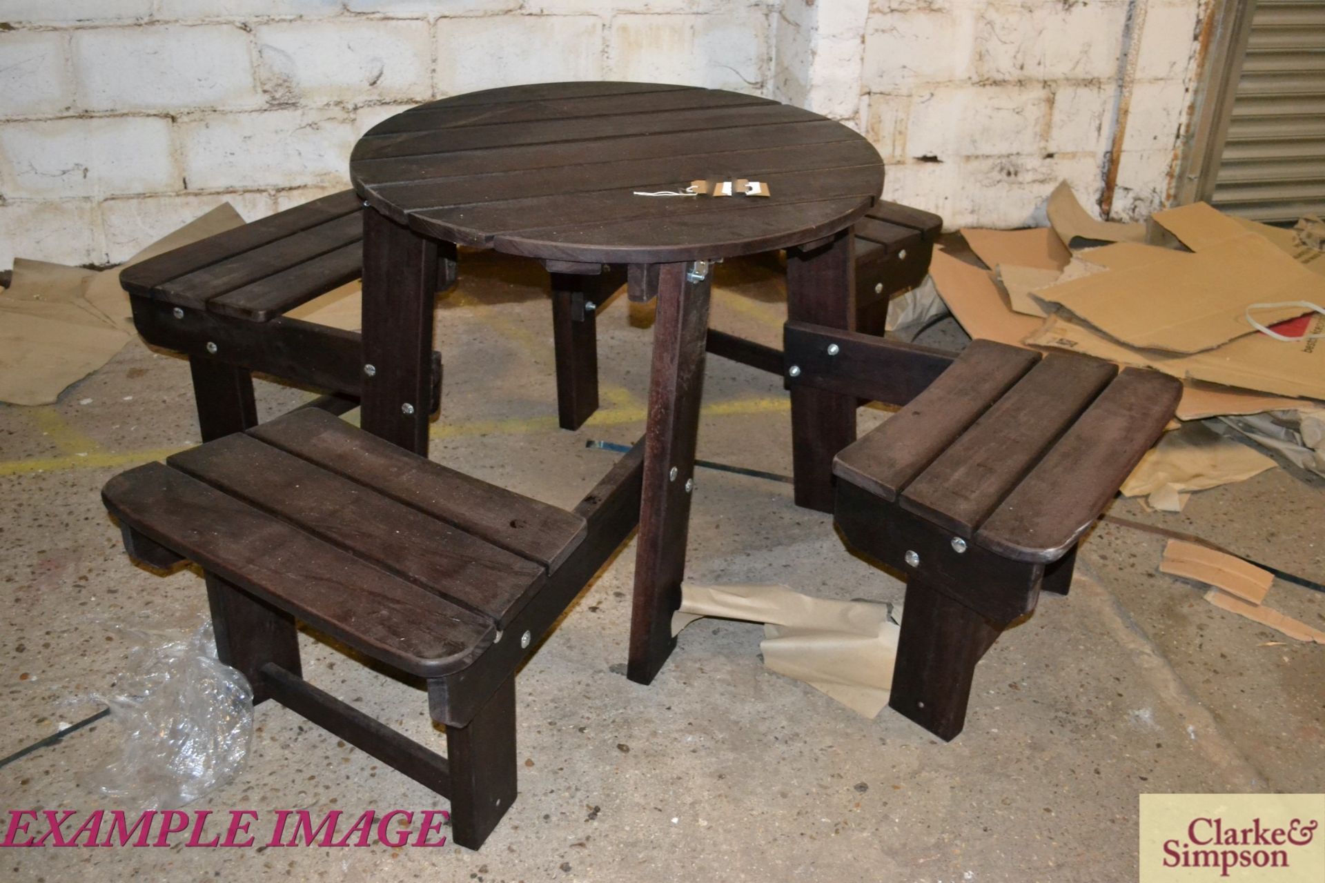 3x stained Eucalyptus four seater combi-tables. - Image 4 of 4