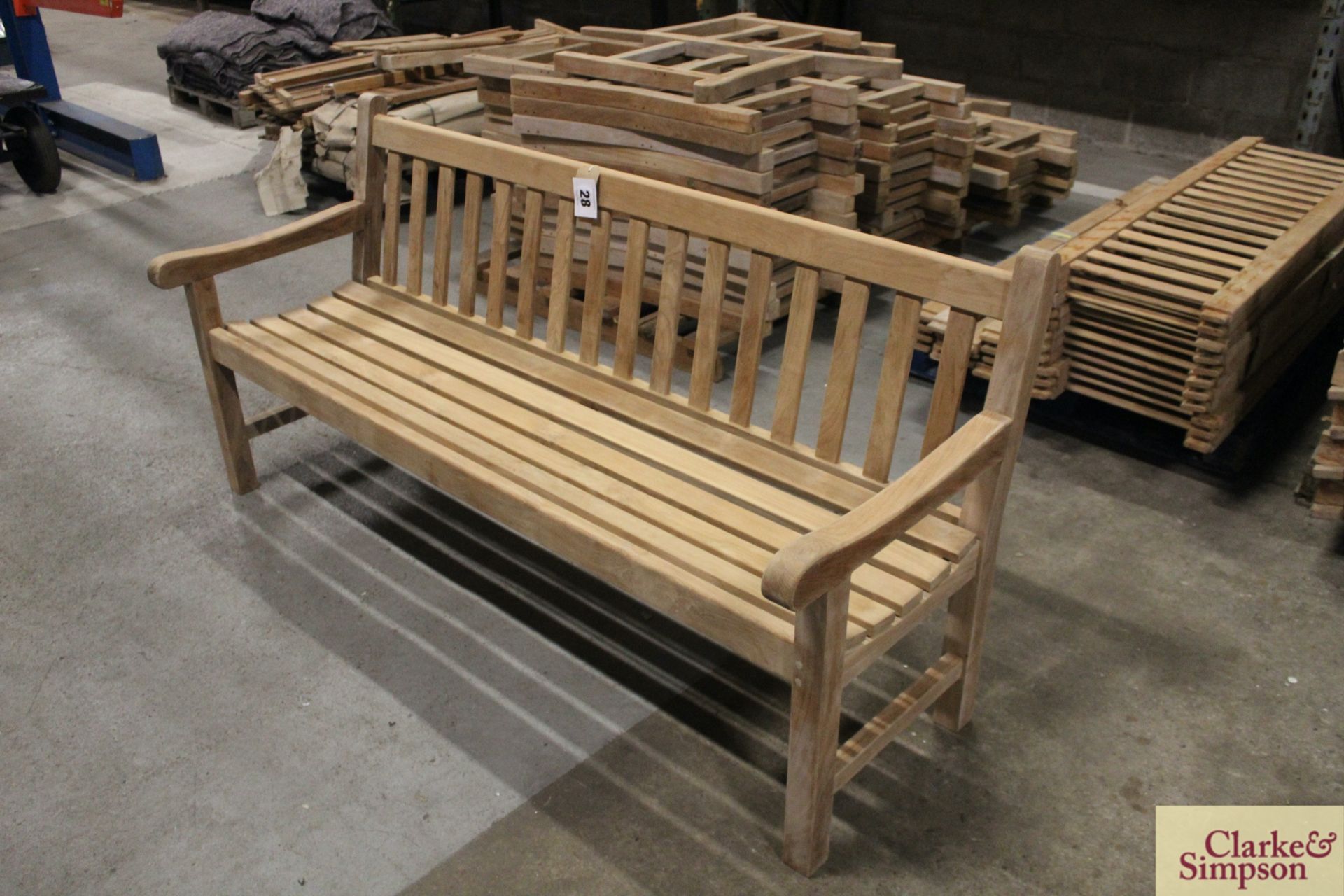 1x assembled Teak 6ft bench and components for a further 11 benches. - Image 2 of 11