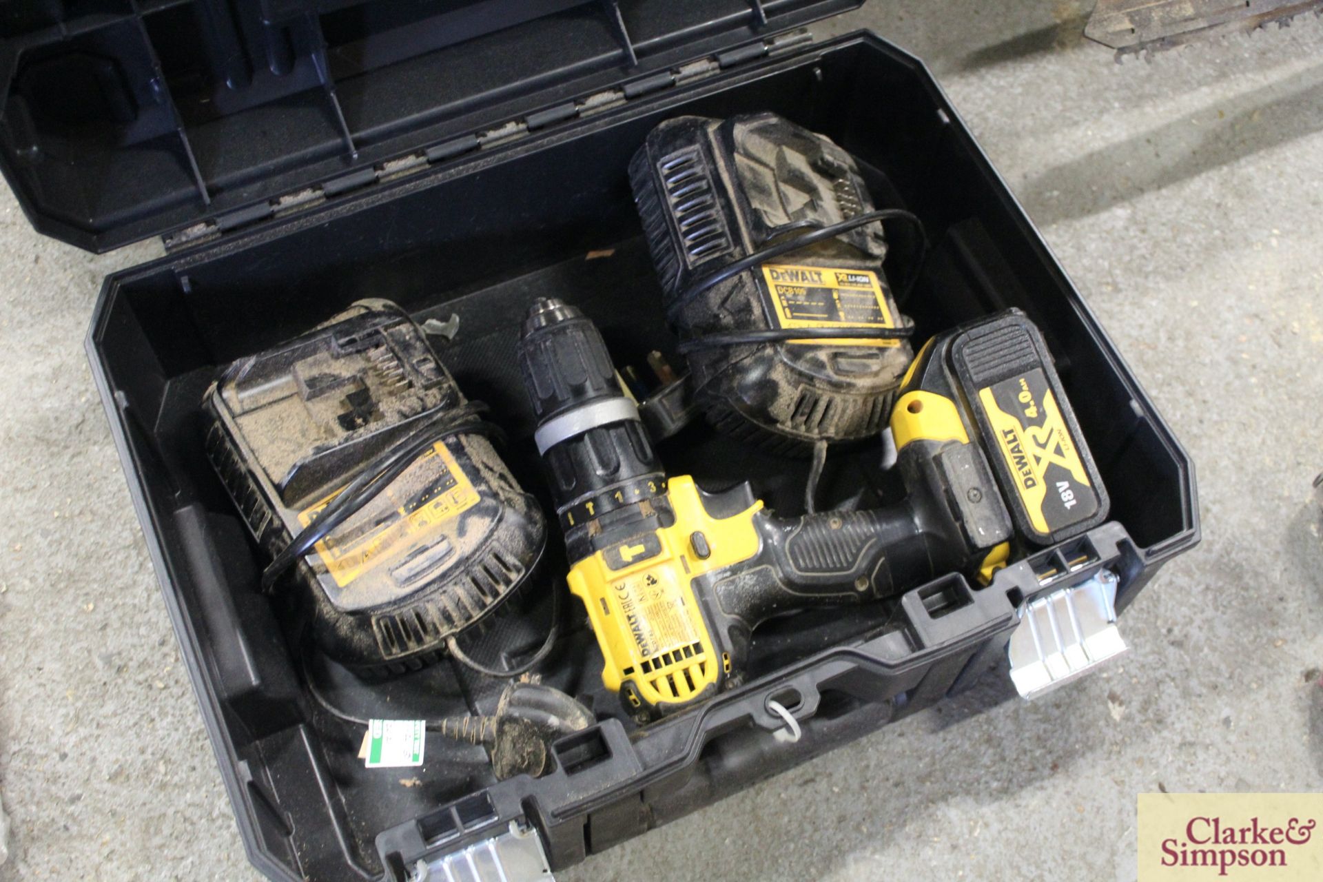 DeWalt cordless drill and 2x chargers in case. - Image 2 of 2