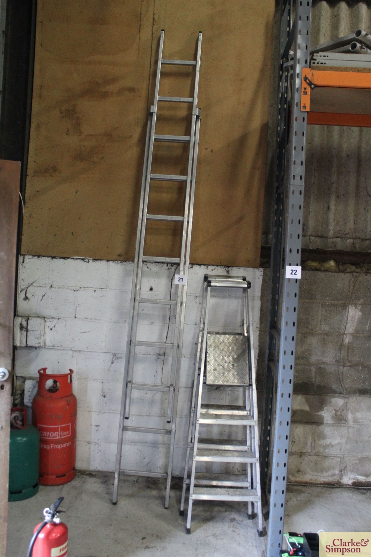 Aluminium ladder and two step ladders.