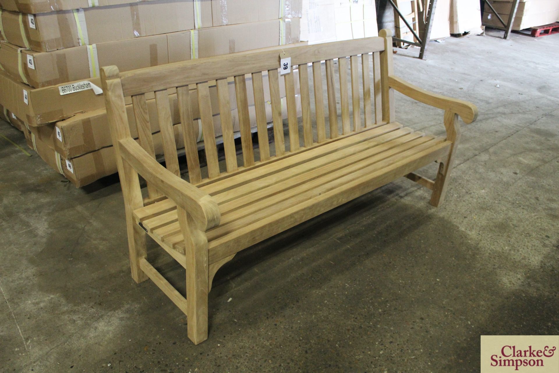 Assembled Bucklesham Teak 6ft bench.