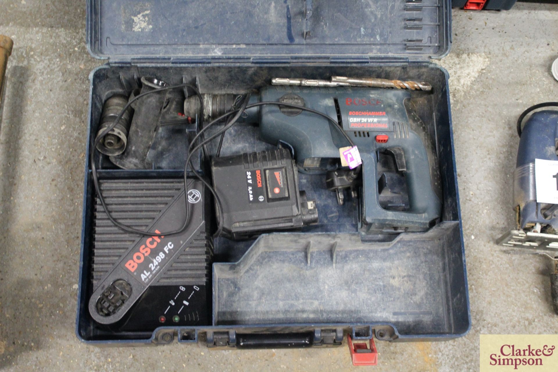 Bosch cordless SDS drill with charger and battery. - Image 2 of 2