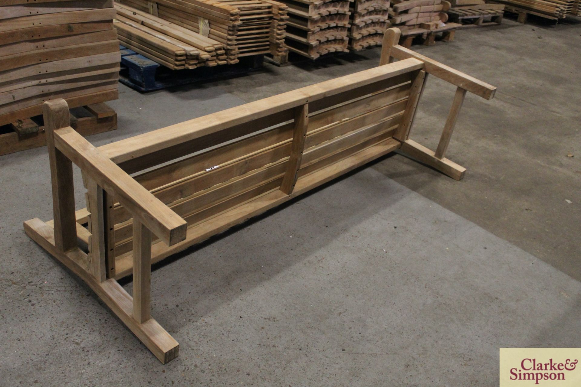 1x assembled Teak 6ft bench and components for a further 11 benches. - Image 5 of 11