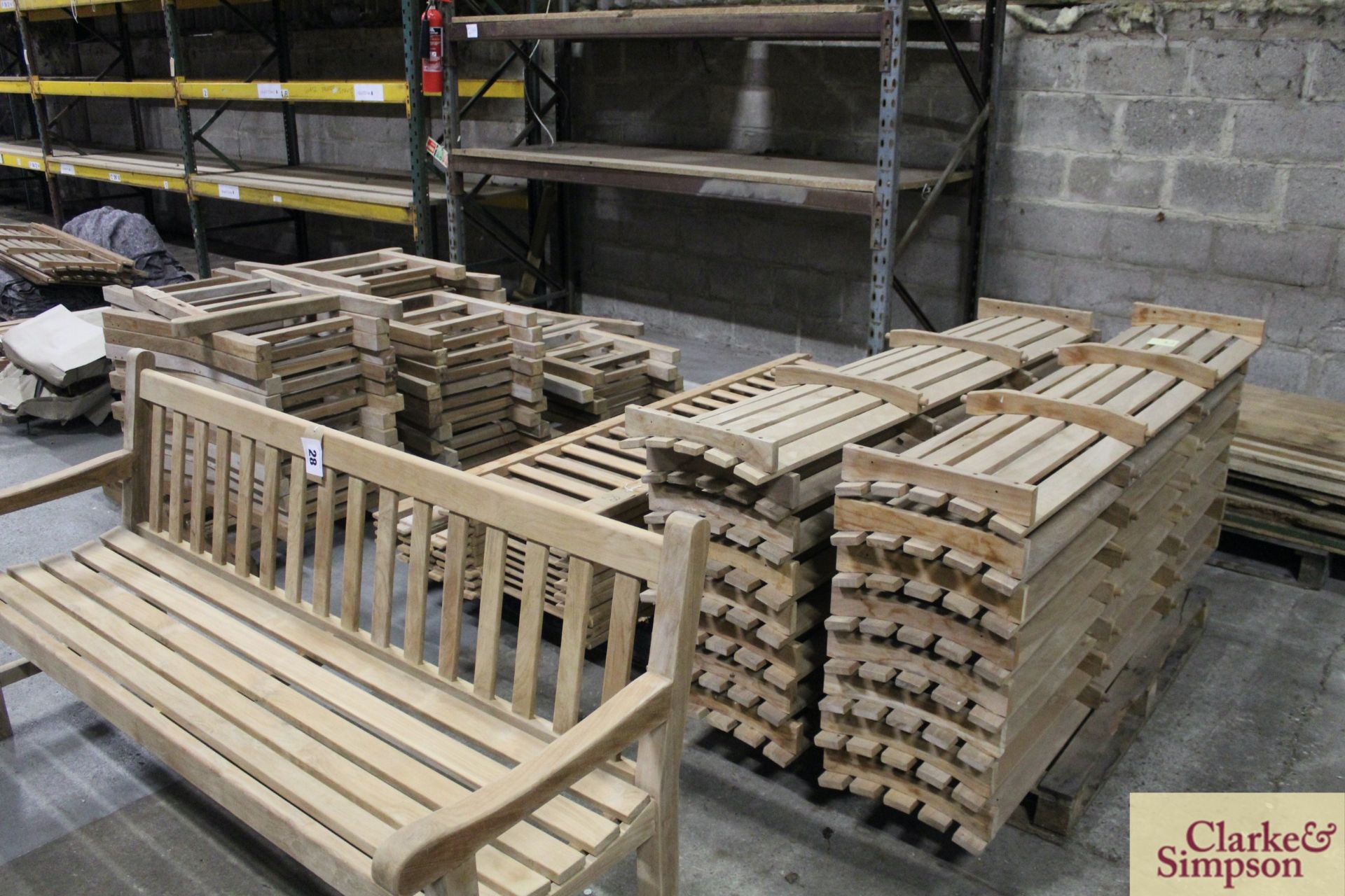 1x assembled Teak 6ft bench and components for a further 11 benches. - Image 8 of 11