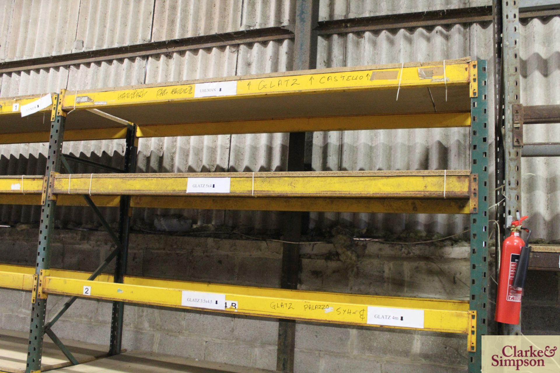 c.8.5m of pallet racking. Comprising of 4x uprights and 12x shelves (some with chipboard). To be - Image 9 of 11
