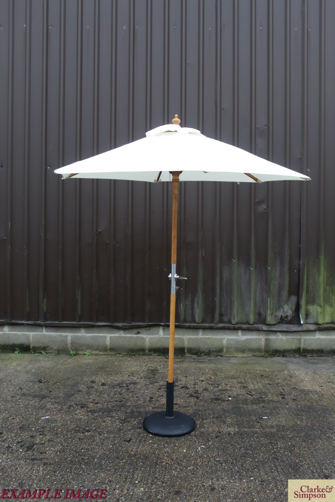 2x Sturdi crank handle 2m natural parasol with base. - Image 2 of 4
