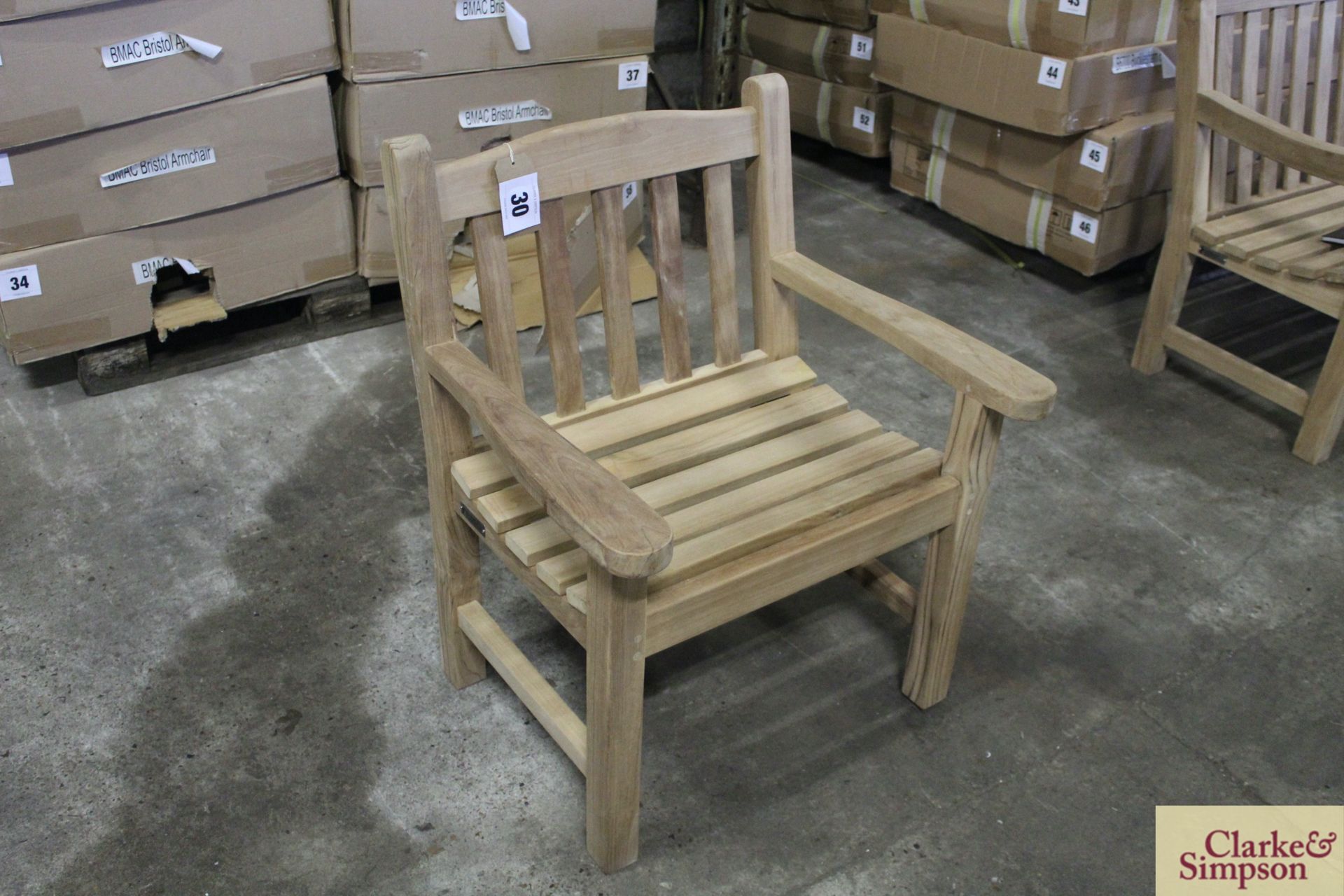 Assembled Bristol Teak armchair.