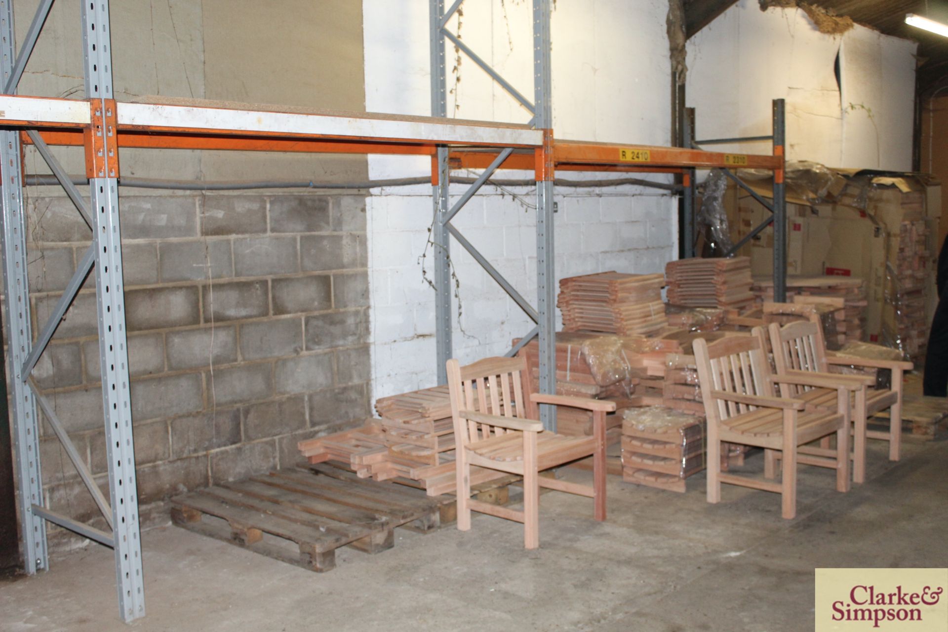 c.14m of pallet racking. Comprising 9x uprights and 11x shelves (some with chipboard). To be sold in - Image 7 of 8