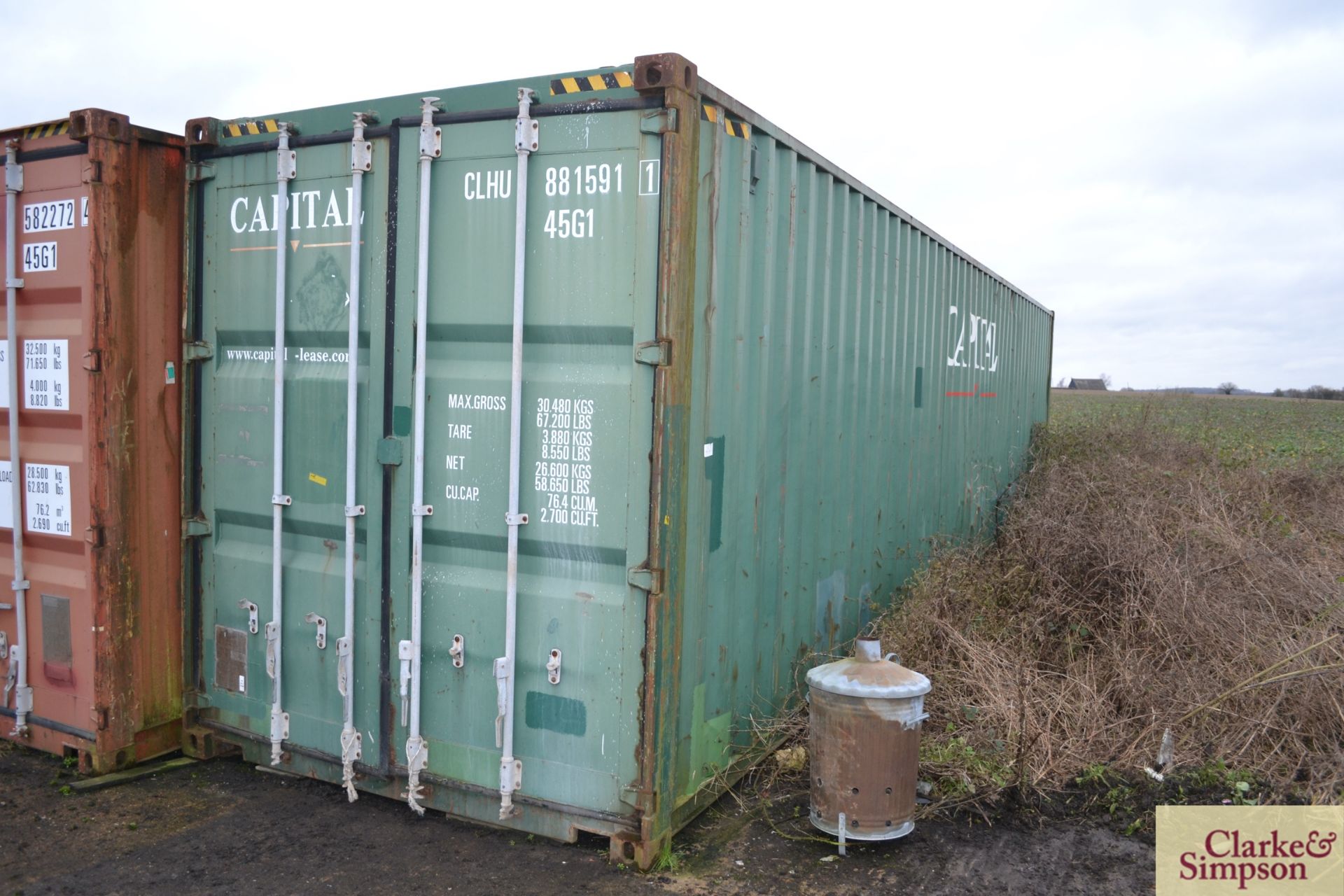 40ft shipping container. 2003. To be sold in situ and removed at purchaser's expense.
