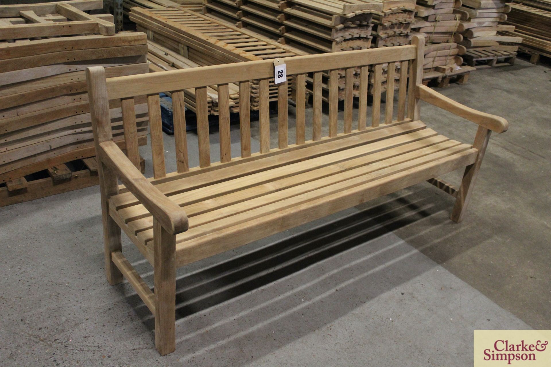 1x assembled Teak 6ft bench and components for a further 11 benches.